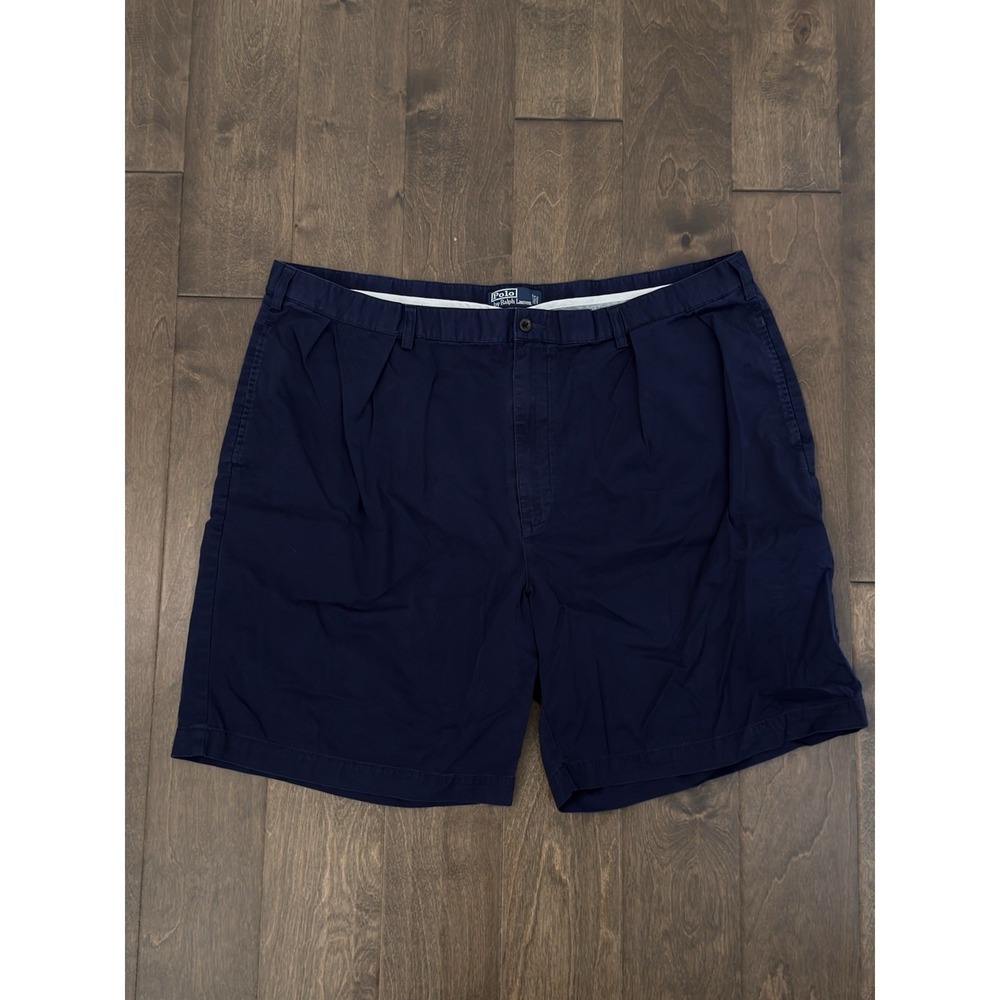 Polo Ralph Lauren Mens Navy Blue Pleated Chino Tyler Shorts Size 46B 9" Inseam